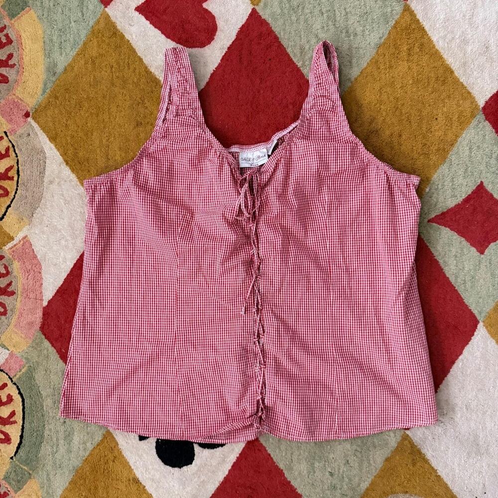Vintage red gingham plus size tank top